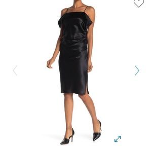 Helmut Lang drape front satin dress